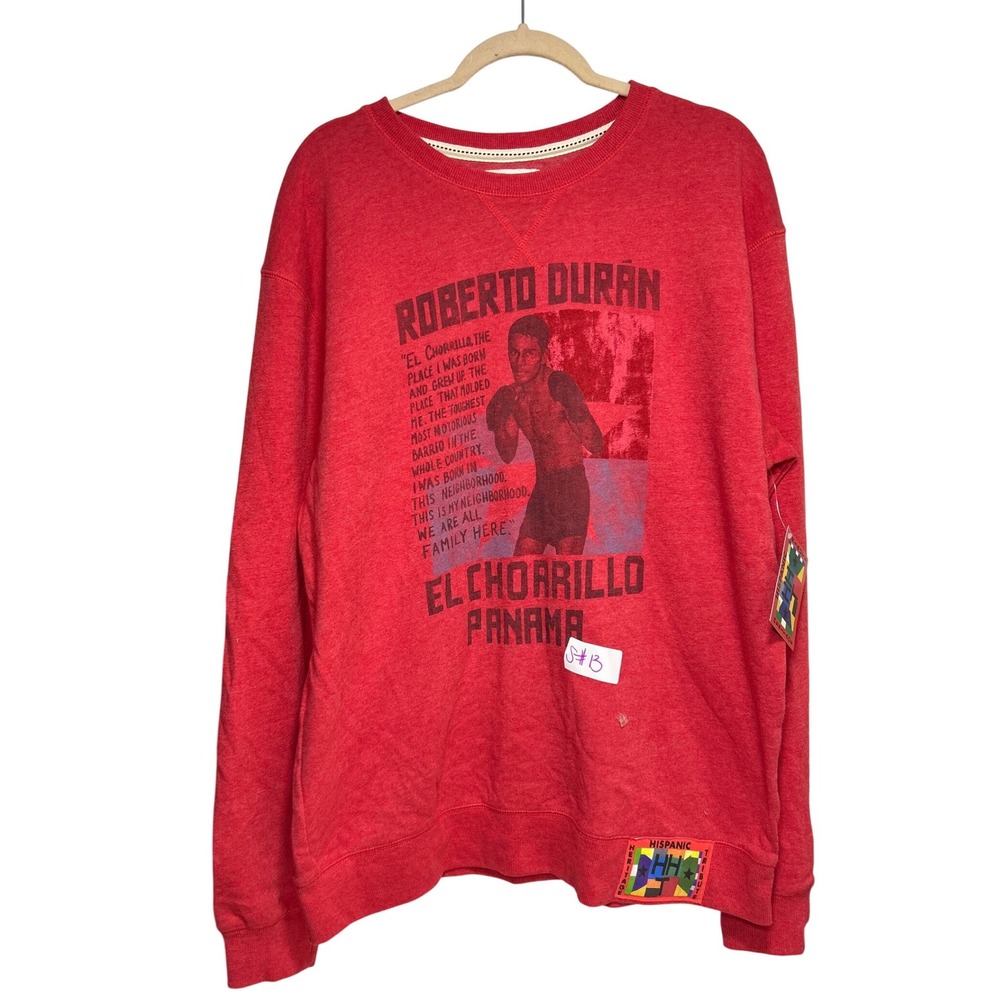 Roots of Fight Roberto Duran El Chorrillo Panama Sweatshirt Red Mens XL HHT